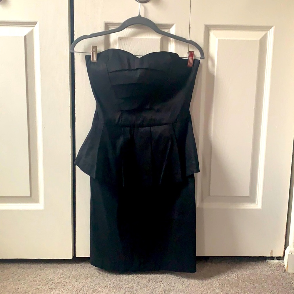 Black strapless cocktail dress
